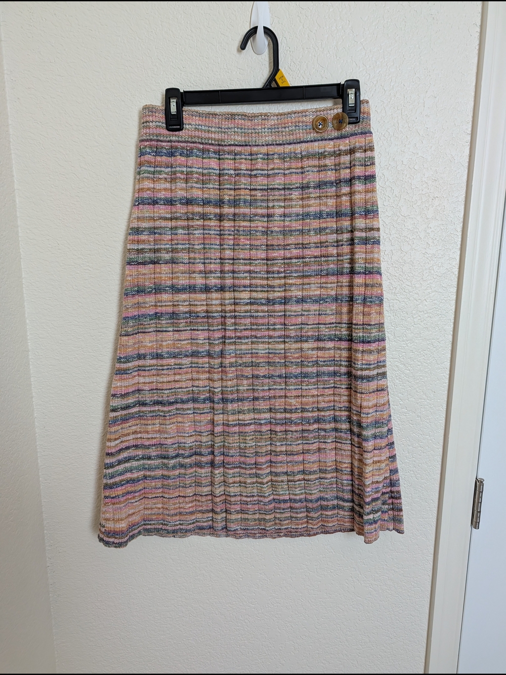 BEAMS BOY Rainbow Midi Skirt Cotton Button CottageWhimsy Fairy See Measurements